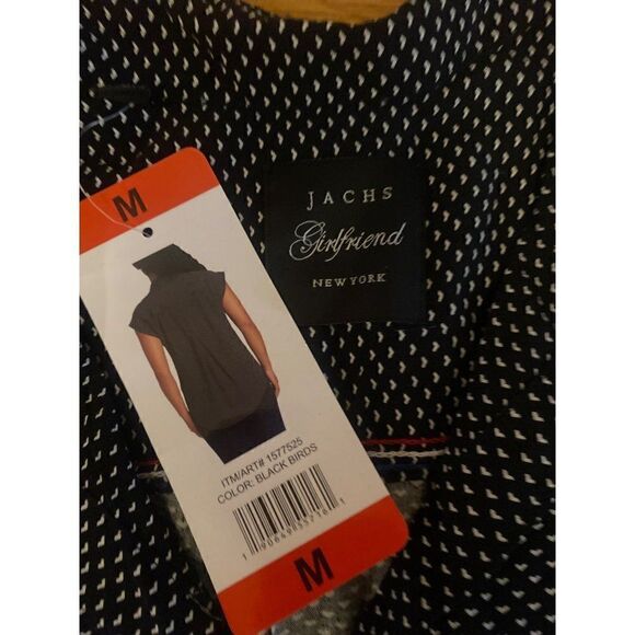 NWT Jach's Girlfriend women's black polka dot sleeveless button down blouse sz M - Picture 4 of 8